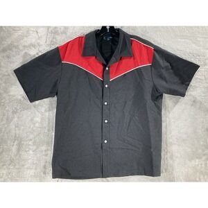 Vintage MT:2 Short Sleeve Shirt Men's Size Large Black and Red Button‎ Down